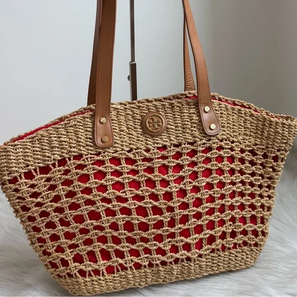 Tory Burch Wicker Straw Raffia Crochet Tote Bag - Picture 3 of 7
